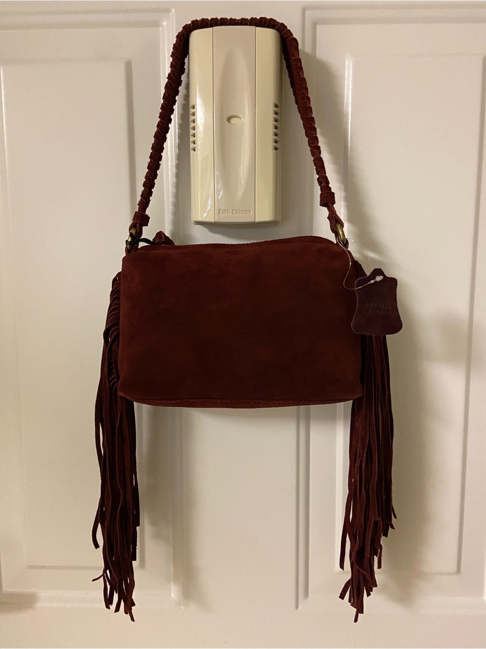 Suede Fringe Shoulder Bag - 
Burgundy~Wine Color
